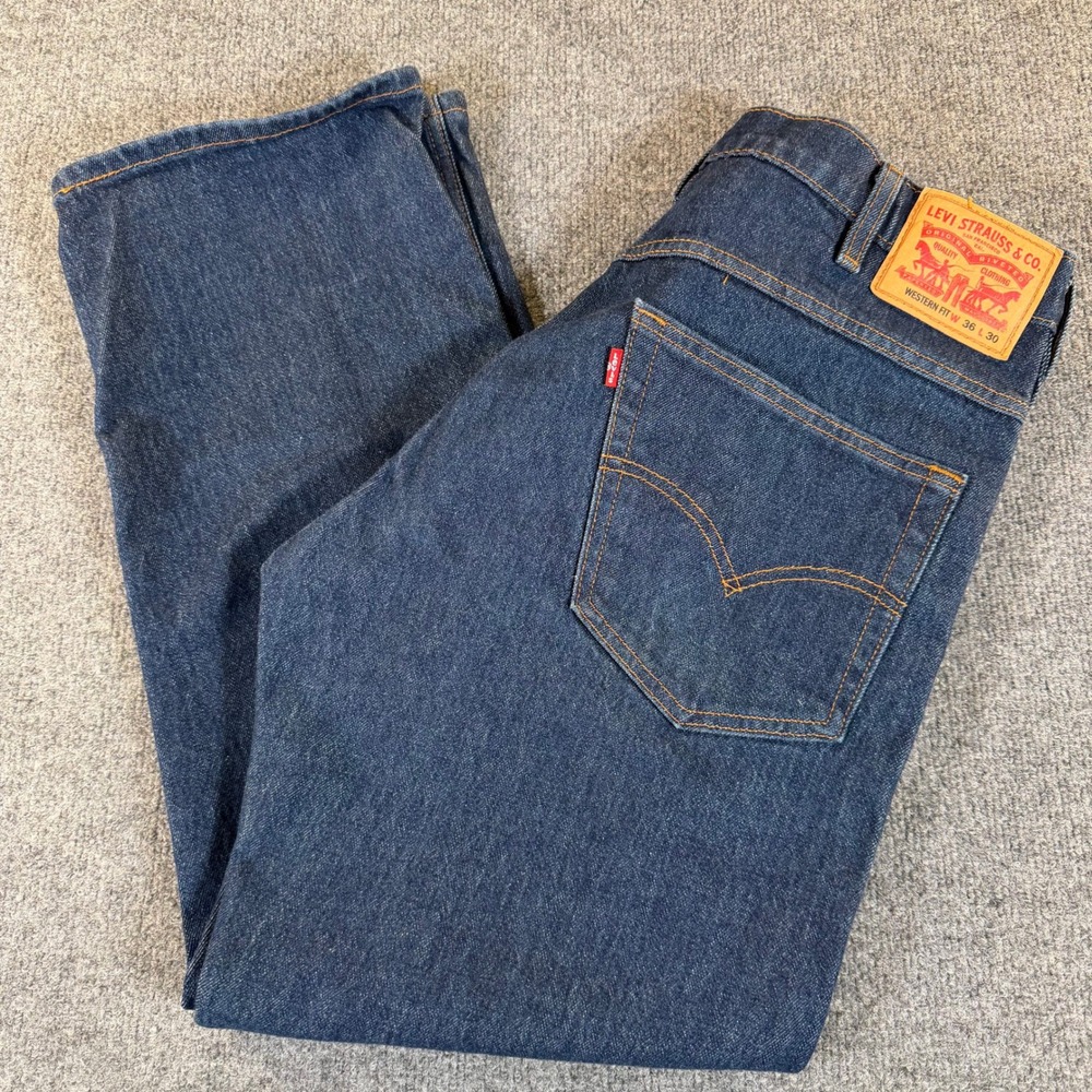 Levis Western Fit Mens Jeans 36x30β Dark Wash Strong Denim Blue 37681-0008